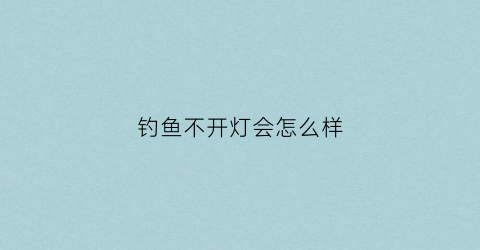 钓鱼不开灯会怎么样(夜钓不开灯可以吗)