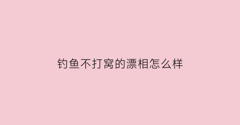 “钓鱼不打窝的漂相怎么样(钓鱼不打窝子能钓到吗)