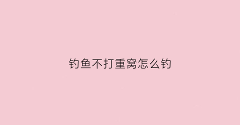 钓鱼不打重窝怎么钓(不打窝怎么钓大鱼)