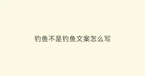 钓鱼不是钓鱼文案怎么写(钓鱼不是钓鱼文案怎么写好)
