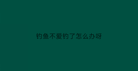钓鱼不爱钓了怎么办呀(不爱钓鱼的人是什么性格)