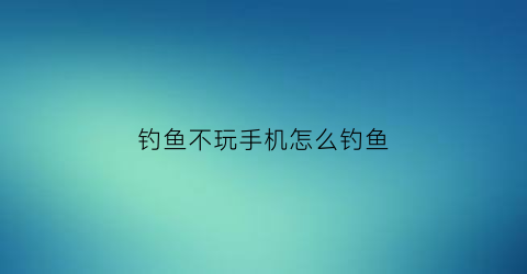 钓鱼不玩手机怎么钓鱼(钓鱼不玩手机吗)