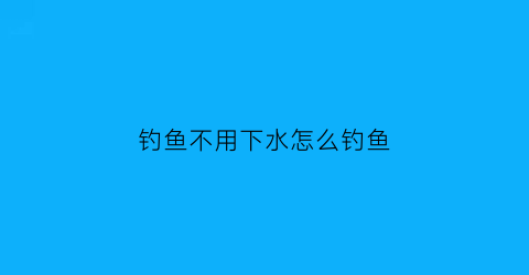 “钓鱼不用下水怎么钓鱼(钓鱼不用鱼饵怎么钓)