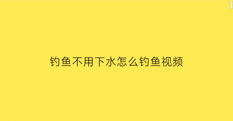 钓鱼不用下水怎么钓鱼视频(不用鱼浮怎么钓鱼)