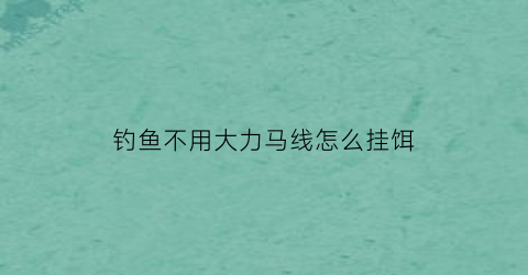 钓鱼不用大力马线怎么挂饵(钓鱼为什么不用大力马线)