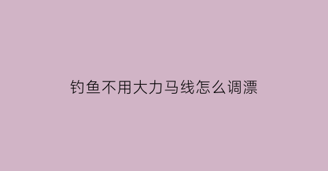 钓鱼不用大力马线怎么调漂(为什么不用大力马做主线)