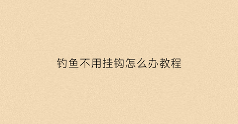 钓鱼不用挂钩怎么办教程(钓鱼不用挂钩怎么办教程)
