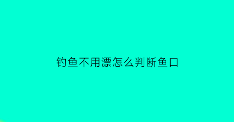 钓鱼不用漂怎么判断鱼口