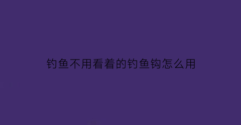 钓鱼不用看着的钓鱼钩怎么用(不用钩的钓鱼神器)
