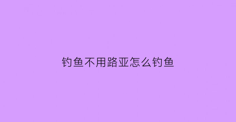 钓鱼不用路亚怎么钓鱼(不用路亚怎么钓黑鱼)