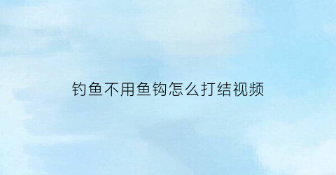 “钓鱼不用鱼钩怎么打结视频(不用钩的钓鱼神器)