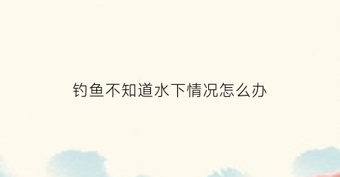 钓鱼不知道水下情况怎么办(钓鱼不知道水深浅怎么办)