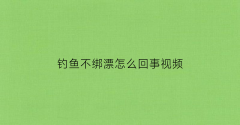 “钓鱼不绑漂怎么回事视频(钓鱼不绑漂怎么回事视频教程)