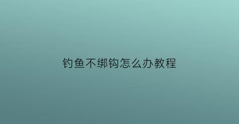 钓鱼不绑钩怎么办教程(钓鱼不绑子线会怎样)