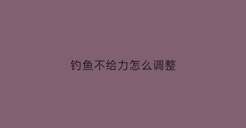 钓鱼不给力怎么调整(钓鱼不动不吃食怎么办)