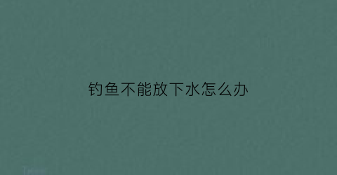 钓鱼不能放下水怎么办(钓鱼不能放下水怎么办视频)
