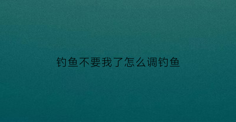 钓鱼不要我了怎么调钓鱼
