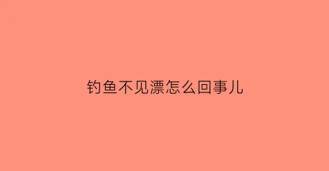 “钓鱼不见漂怎么回事儿(钓鱼看不见漂怎么办)