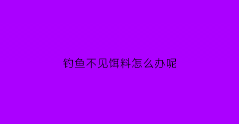 钓鱼不见饵料怎么办呢(钓鱼不见饵料怎么办呢视频)
