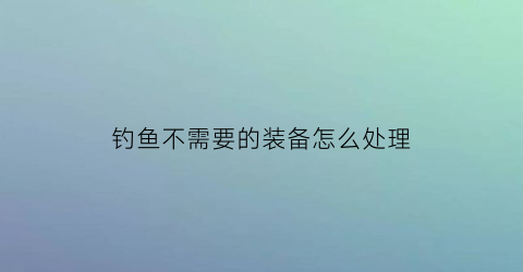 钓鱼不需要的装备怎么处理(钓鱼装备需要哪些)