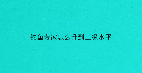 钓鱼专家怎么升到三级水平