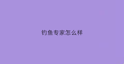 钓鱼专家怎么样