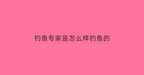 钓鱼专家是怎么样钓鱼的(钓鱼专家任务位置图)