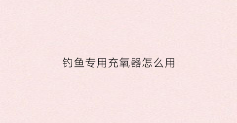 钓鱼专用充氧器怎么用(钓鱼专用充氧器怎么用的)