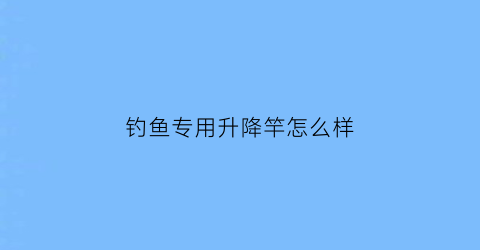 “钓鱼专用升降竿怎么样(带升降脚的小钓箱)