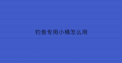 钓鱼专用小桶怎么用(钓鱼用的小水桶)