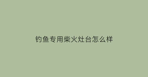 “钓鱼专用柴火灶台怎么样(野钓炊具)