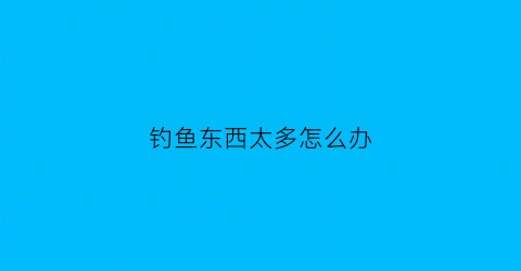 “钓鱼东西太多怎么办(钓鱼东西越来越多)