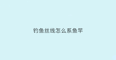 钓鱼丝线怎么系鱼竿(手丝钓鱼线组)