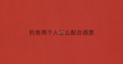 钓鱼两个人怎么配合调漂(钓鱼两个人怎么配合调漂好)