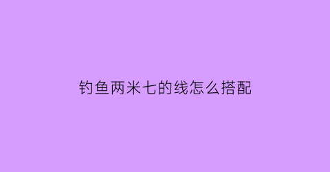 钓鱼两米七的线怎么搭配