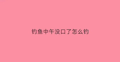钓鱼中午没口了怎么钓(野钓中午没口咋办)