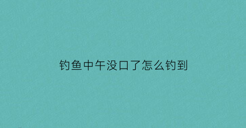 钓鱼中午没口了怎么钓到(中午钓鱼钓不到)