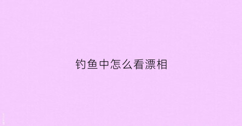 钓鱼中怎么看漂相