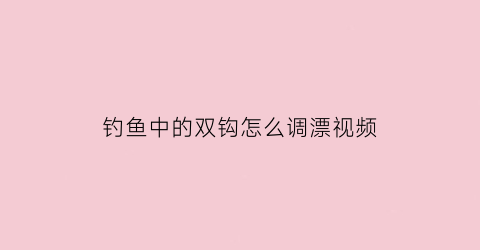 钓鱼中的双钩怎么调漂视频(双钩钓法)