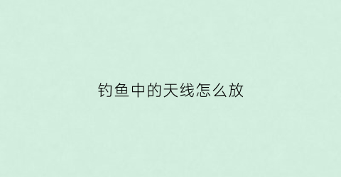 钓鱼中的天线怎么放(浮漂天线)