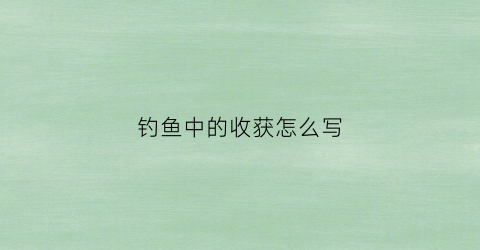 钓鱼中的收获怎么写