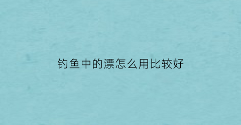 “钓鱼中的漂怎么用比较好(钓鱼中的漂怎么用比较好一点)