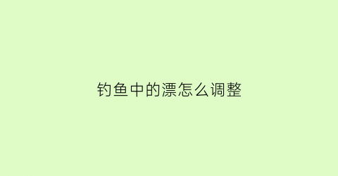 钓鱼中的漂怎么调整