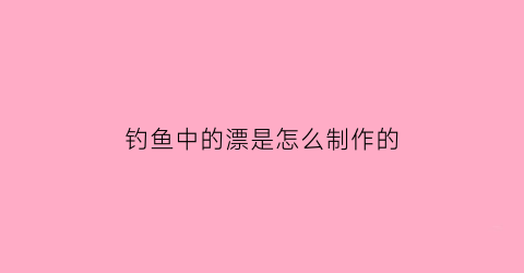 钓鱼中的漂是怎么制作的(鱼漂的制作工艺视频)