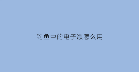 钓鱼中的电子漂怎么用(电子鱼漂怎么调漂)