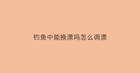 钓鱼中能换漂吗怎么调漂(钓鱼换位置需要重新调漂吗)