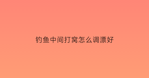 “钓鱼中间打窝怎么调漂好(钓鱼中间打窝怎么调漂好看)