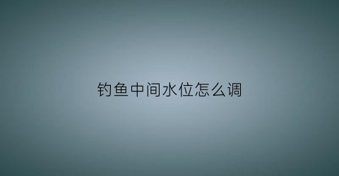 钓鱼中间水位怎么调(钓鱼中间水位怎么调漂)