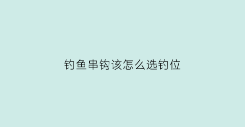 “钓鱼串钩该怎么选钓位(钓鱼串钩怎么使用)