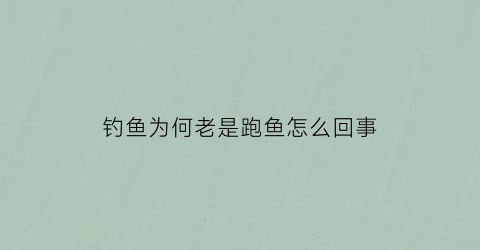 钓鱼为何老是跑鱼怎么回事(钓鱼老跑鱼是钩大还是钩小的原因)